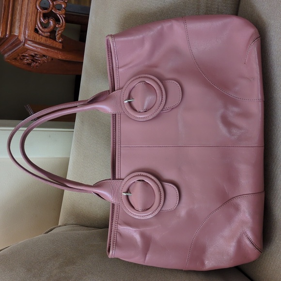 Anthropologie Nest Pink Leather Tote Bag - Picture 2 of 13